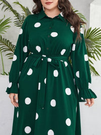 Plus Size Polka Dot Simple Graceful Strap Printing Dress Women