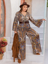 Plus Size Women Fall Bohemian Jumpsuit