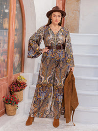 Plus Size Women Fall Bohemian Jumpsuit
