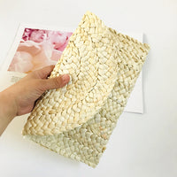 Corn Husk Straw Bag Clutch Women Large Capacity Clutch Hand-Woven Bag Mobile Phone Bag Coin Purse Japanese Korean