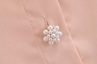 Autumn Casual Women Ruffles Collared Long Sleeve Jewelry Fastener Decoration Solid Color Blouse Top