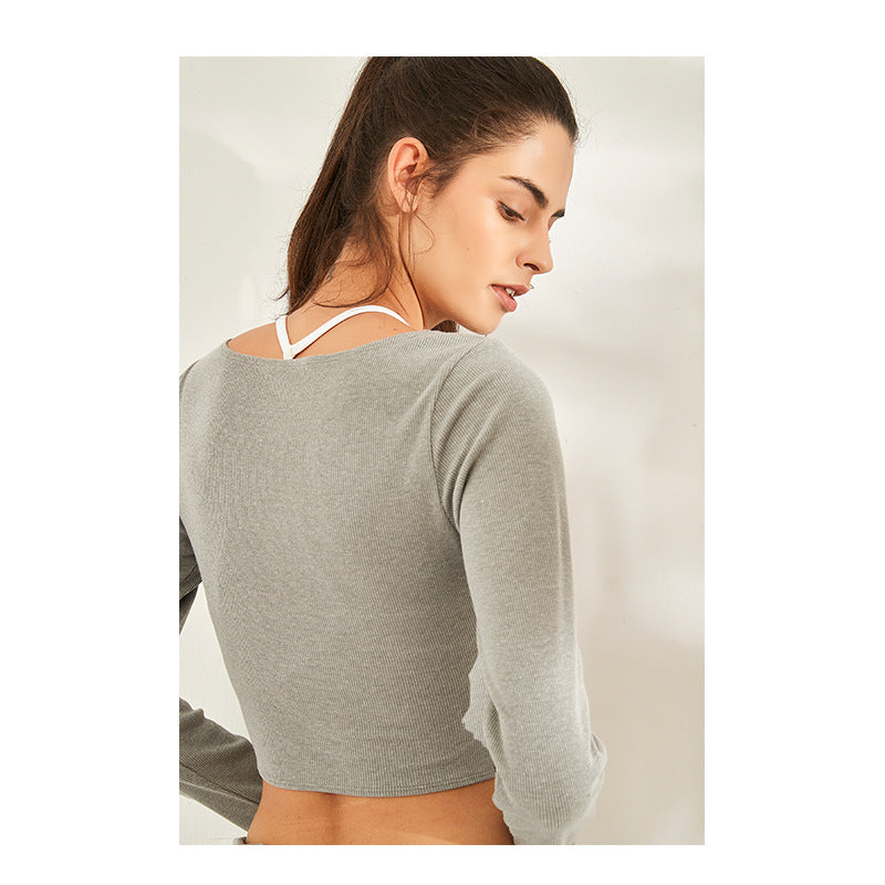 Yoga Workout Clothes Women Large V-neck Casual Breathable Running Sport Long Sleeve Quick Drying Clothes