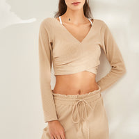 Yoga Workout Clothes Women Large V-neck Casual Breathable Running Sport Long Sleeve Quick Drying Clothes