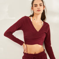 Yoga Workout Clothes Women Large V-neck Casual Breathable Running Sport Long Sleeve Quick Drying Clothes