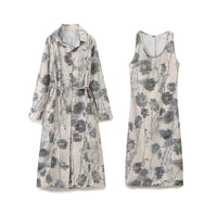 Women Spring Printed Shirt Dress Two Piece Sets