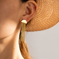 Internet Fashionable Ornament 18K Gold Plated Stainless Steel Tassel Earrings Popular All Matching Earrings Accessories