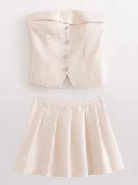 Women Summer Elegant Chanel Style Strapless Two piece Set