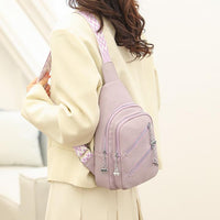 Women Chest Bag Trendy Shoulder Messenger Bag Soft Leather Colorful Shoulder Strap Ladies Solid Color Messenger Bags Chest Bag