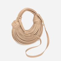 Hand Woven Faux Leather Portable Crescent Women Bag Knotted Noodles Bag Hand Carrying Cloud Underarm Bag