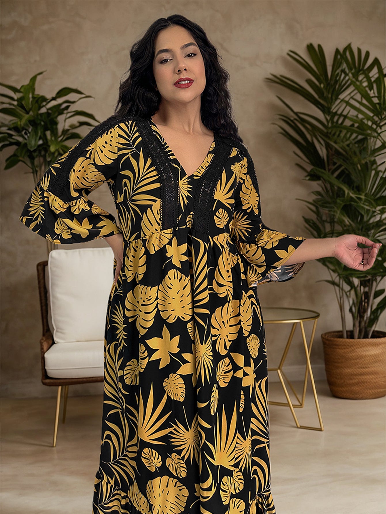 Plus Size Women Printing Casual Vacation Women Dress