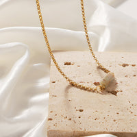 Retro Personalized Minority Titanium Steel Gold Plated Geometric Abstract Irregular Asymmetric Natural Stone Embellished Necklace Ornament Women