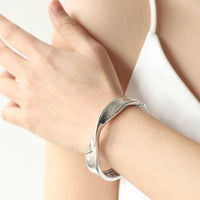 Bracelet Women Metal Mirror Polished Classical Open Irregular Asymmetric Bracelet Women