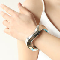 Alloy Open Spring Bracelet Women Original Seiko Mirror Polished Geometric Abstract Bracelet Women