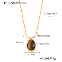 Maillard Simple Grace Personality M Bead Chain Ornament Irregular Asymmetric round Brand Tigereye Embellished Titanium Steel Necklace