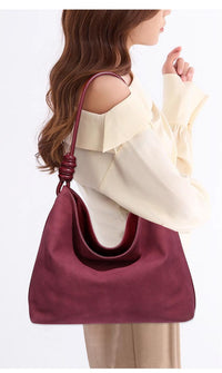 Red Suede Tote Bag Autumn Winter Retro Shoulder Crossbody Light Luxury Frosted Office Bucket Bag
