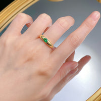 Jewelry S925 Silver Plated 4 * 5mm Green Diamond Ring Elegant White Women Ring