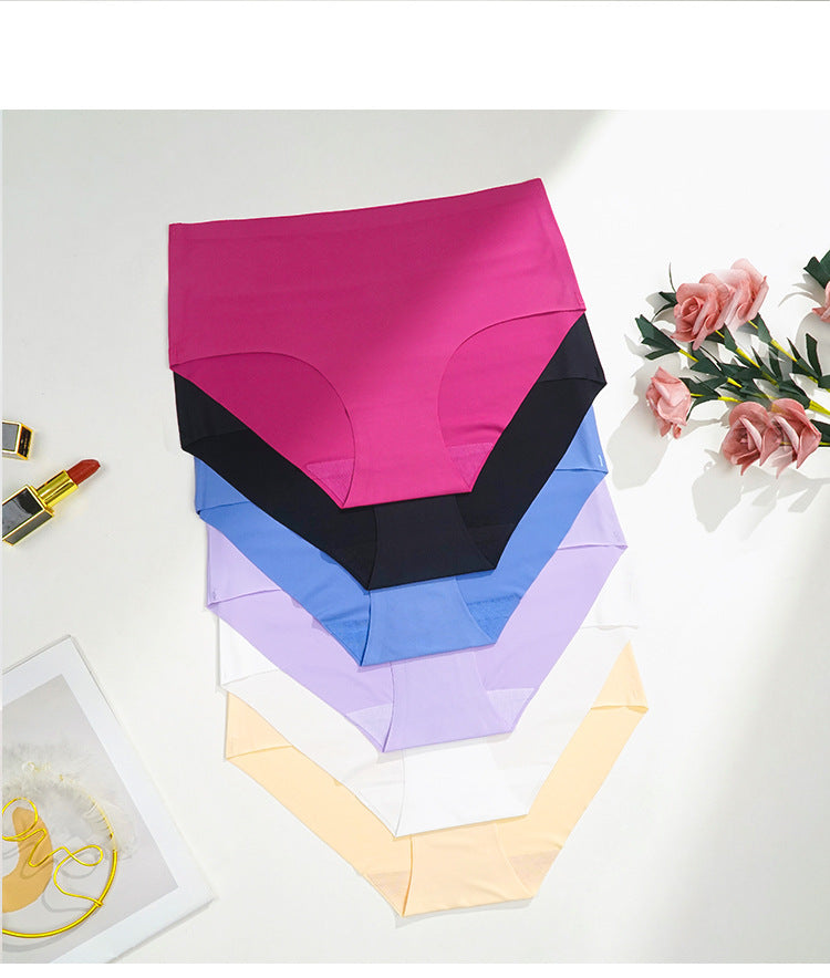 Women Seamless Panties Cotton Breathable Hip Lifting One Piece Ice Silk Mid Rise Briefs