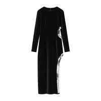 Winter Women Clothing Simple Sexy Cutout Slit Slim Fit Maxi Dress