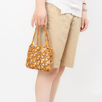 Hand Woven Wooden Bead Bag Women Summer Special Interest Design Office Hand Carrying Bag Women
