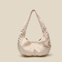 Autumn Winter Suede Women Bag Shoulder Crossbody Rivet Frosted Crescent Armpit Casual Tote Handbag