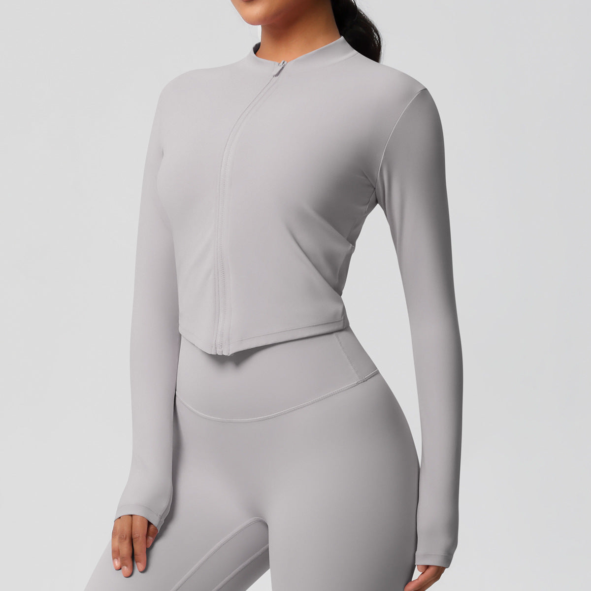 Nude Feel Sports Jacket Women Tight Training Workout Clothes Stand Collar Zipper Cardigan Nude Feel Yoga Clothes