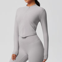 Nude Feel Sports Jacket Women Tight Training Workout Clothes Stand Collar Zipper Cardigan Nude Feel Yoga Clothes