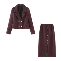 Tweed Blazer Half Length Skirt Two Piece Sets Spring Arrival