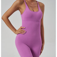 Cross Strap Yoga Jumpsuit Hip Lifting High Elastic Tight Sports Workout Clothes for Women