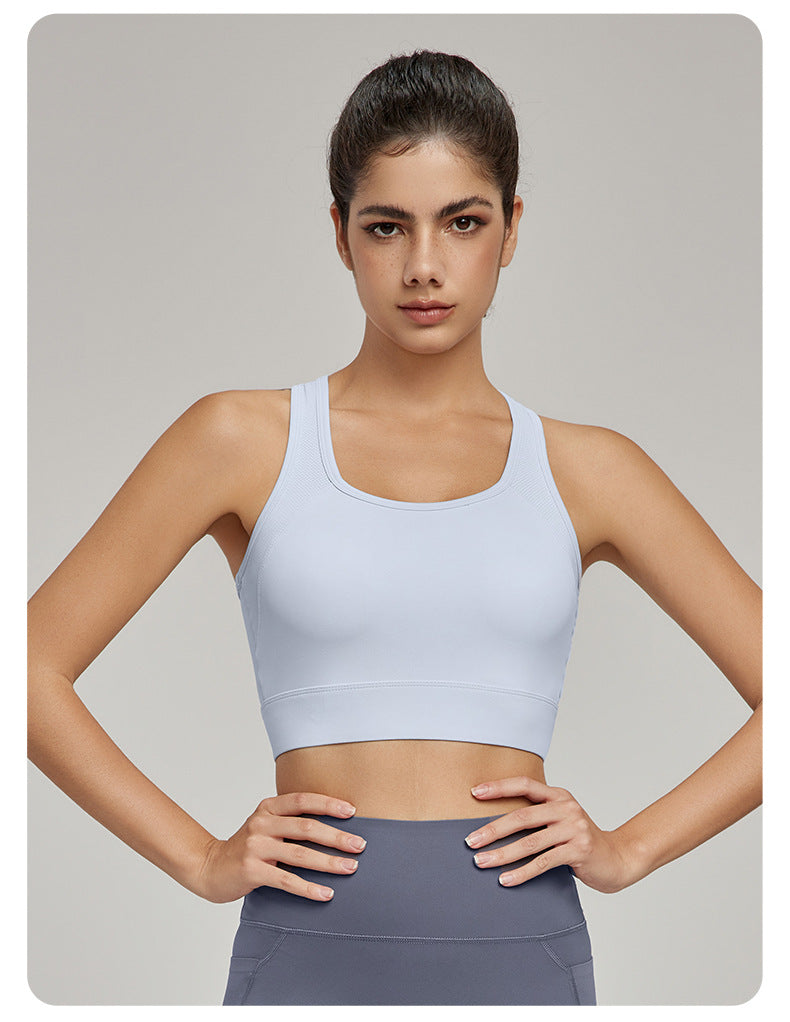 Back Breathable Hole Fitness Vest Women's Tight Waist Beauty Back Fixed Cup Yoga Vest Training Sports Top