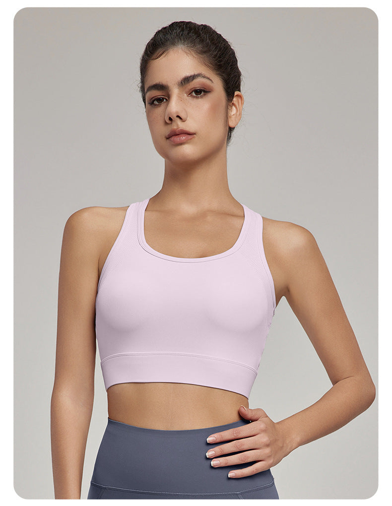 Back Breathable Hole Fitness Vest Women's Tight Waist Beauty Back Fixed Cup Yoga Vest Training Sports Top