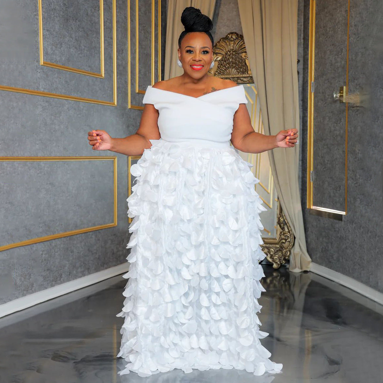 Plus Size Women Dress High Waist Slimming Cocktail Evening Dress