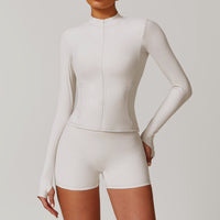 Autumn Winter Zipper Long Sleeve Quick Drying Yoga Clothes Coat Outdoor Casual Top Running Sports Workout Clothes