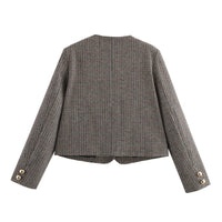 Houndstooth Jacket Coat Women High Waist Skirt Two Piece Set