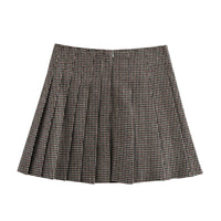 Houndstooth Jacket Coat Women High Waist Skirt Two Piece Set