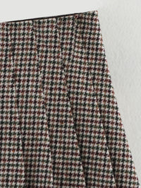 Houndstooth Jacket Coat Women High Waist Skirt Two Piece Set