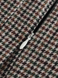 Houndstooth Jacket Coat Women High Waist Skirt Two Piece Set