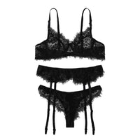 New Sexy Lace Bra Panties Garter Bikini Three-Piece Set Three-Piece Set