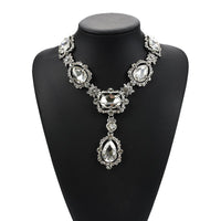 Exaggerated Jewelry Alloy Glass Crystal Clavicle Chain Temperamental Popular Inlaid Jewel Water Drop Necklace