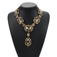 Exaggerated Jewelry Alloy Glass Crystal Clavicle Chain Temperamental Popular Inlaid Jewel Water Drop Necklace