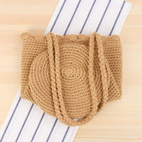 Shoulder Hand-Woven Bag Hand Crocheting Cotton String Vacation Beach Casual Bag