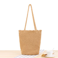 Shoulder Hand-Woven Bag Hand Crocheting Cotton String Vacation Beach Casual Bag