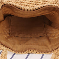 Solid Color Cotton Thread Hand Crocheting Woven Bag Trendy Women Mori Portable Vacation Beach Straw Bag