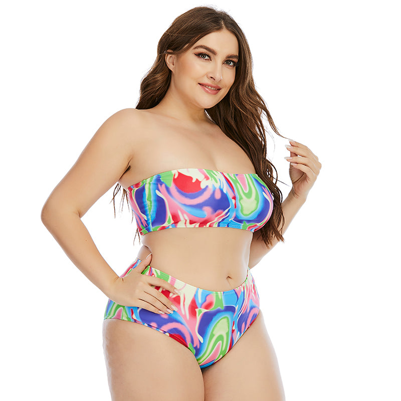 Plus Size Split Tube Top Swimsuit Woman Bikini Size Bikini