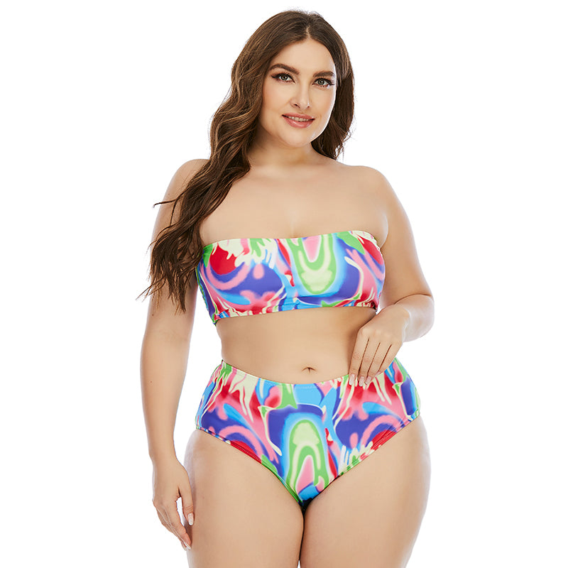 Plus Size Split Tube Top Swimsuit Woman Bikini Size Bikini