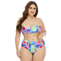 Plus Size Split Tube Top Swimsuit Woman Bikini Size Bikini