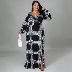 Plus Size Arrival Women Digital Printed Sexy Cinched Swing Dress Dress