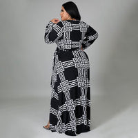 Plus Size Arrival Women Digital Printed Sexy Cinched Swing Dress Dress