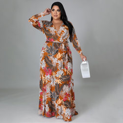 Plus Size Arrival Women Digital Printed Sexy Cinched Swing Dress Dress