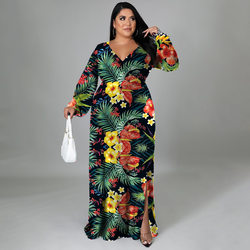 Plus Size Arrival Women Digital Printed Sexy Cinched Swing Dress Dress