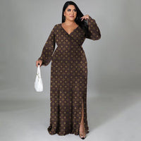 Plus Size Arrival Women Digital Printed Sexy Cinched Swing Dress Dress